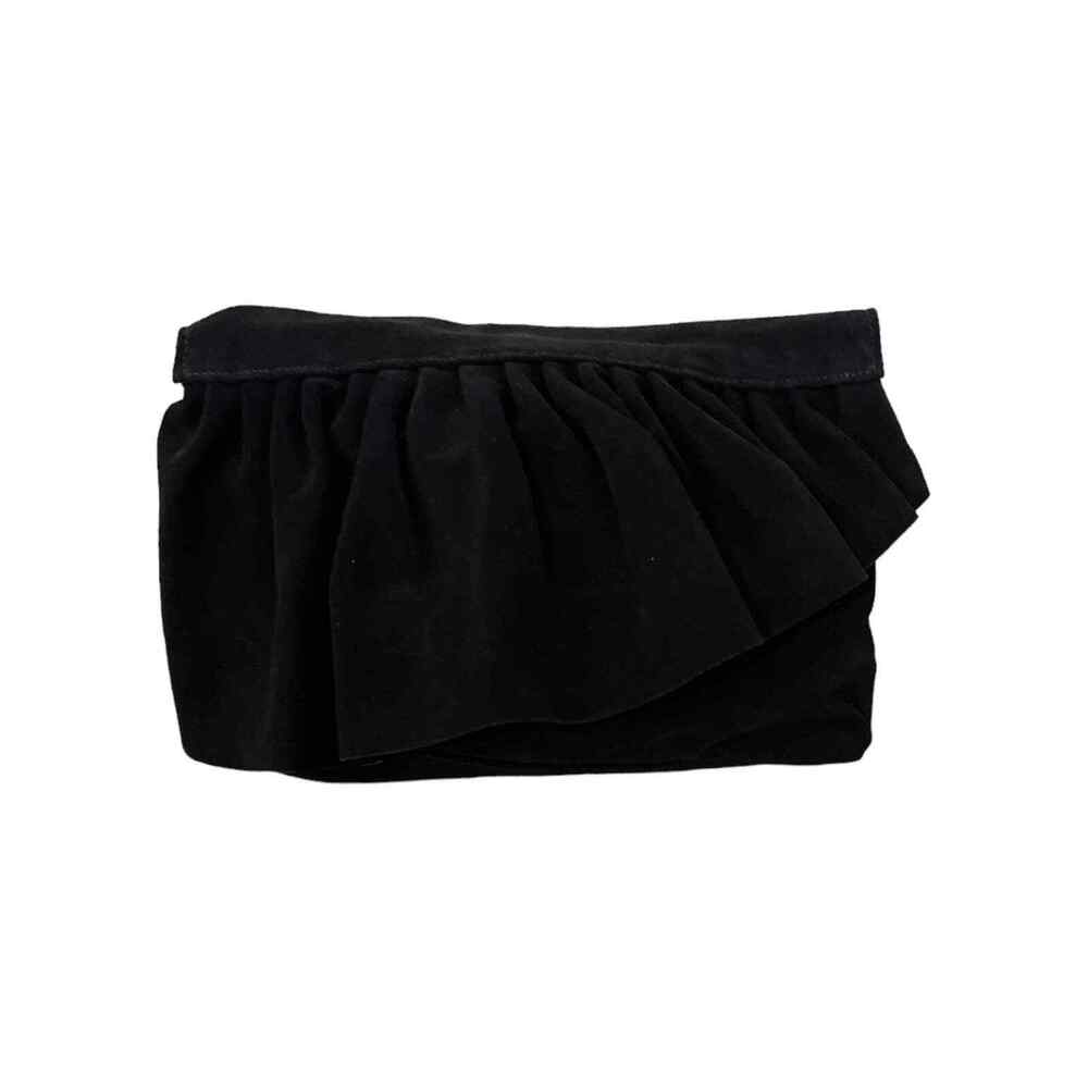 MARIE TURNOR The Ruffle LARGE CLUTCH Bag — Navy